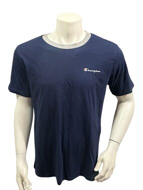 Champion Men’s Athletic T-Shirt Blue Gray Logo Short Sleeve M New